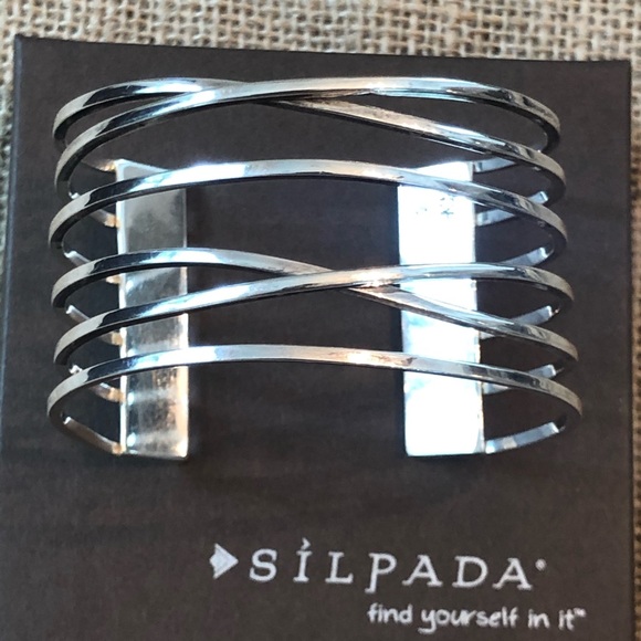 Silpada Sterling Wide Criss Cross Cuff Bracelet - Picture 6 of 7
